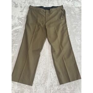 Covington Men's Khaki Pleated Dress Pants Size 42x30 Polyester Flat Front